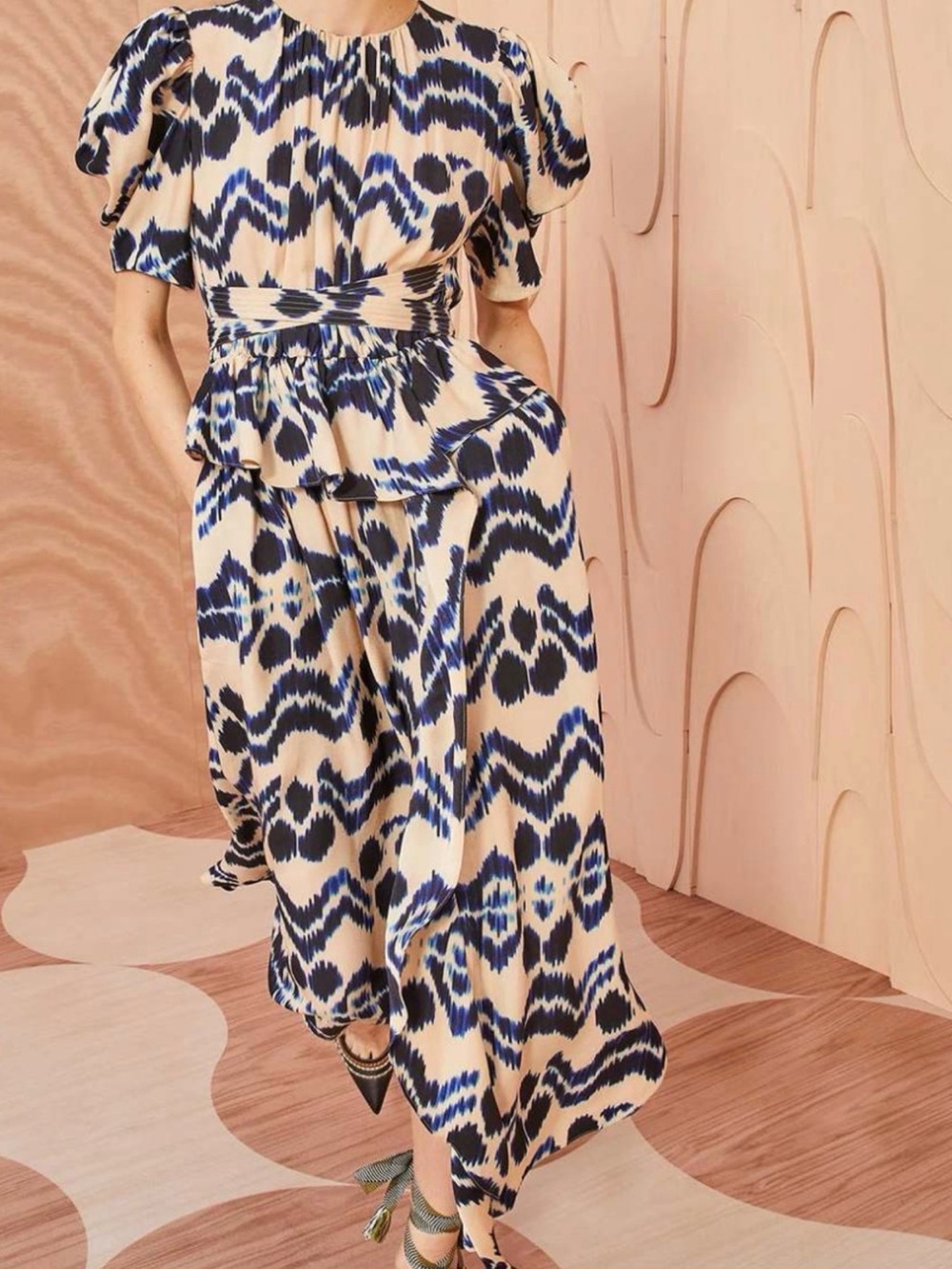 Ulla Johnson Blue and Cream Printed Maxi Dress